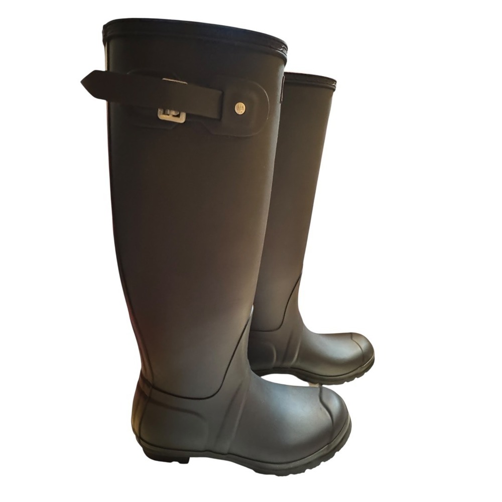 Hunter‎ Womens Original Tall Rain Boots Black Matte Rubber WFT1000RMA Size 8 - Picture 7 of 13